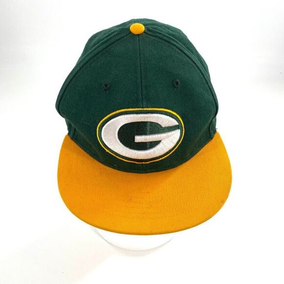 NFL Green Bay Packers Logo Snapback Trucker Hat Green Yellow Adjustable - Picture 1 of 6